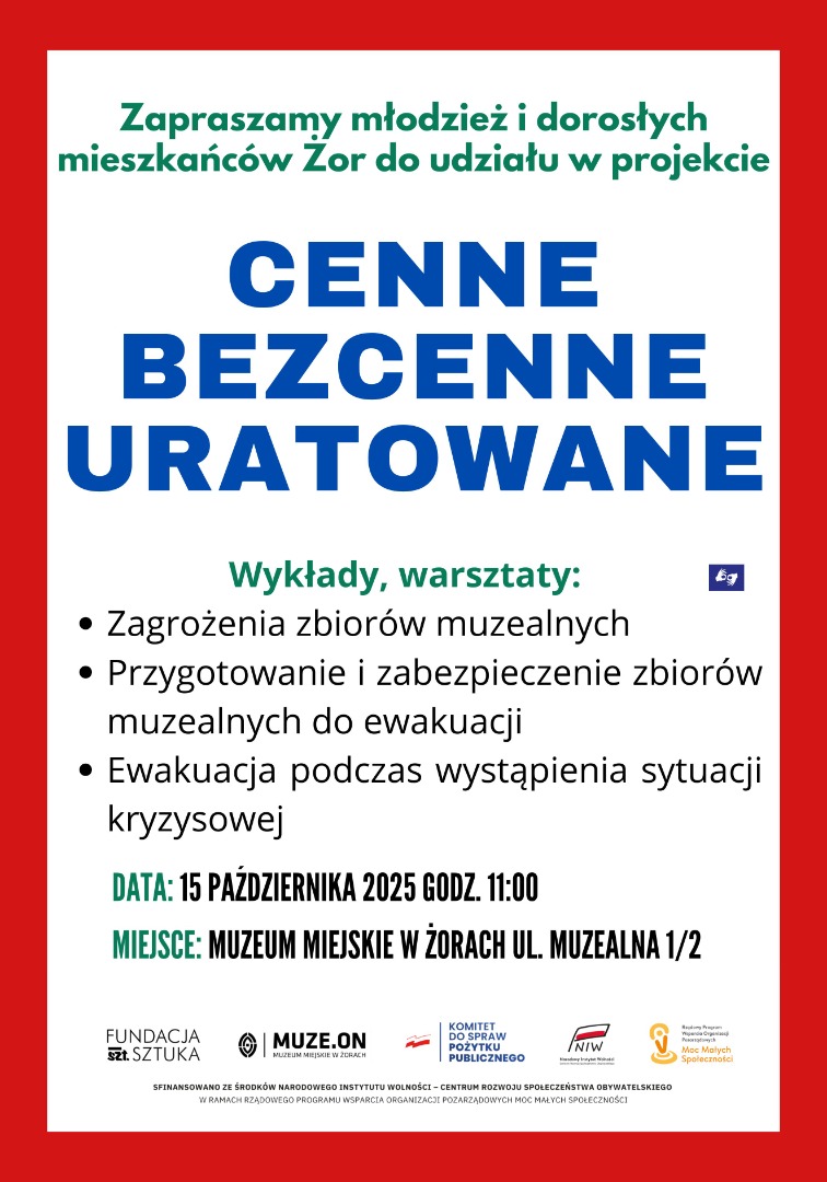 Plakat projektu „Cenne Bezcenne Uratowane”